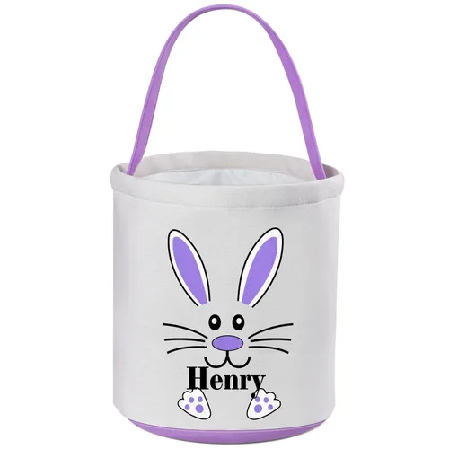 Vista 13 de Cestas de Pascua personalizadas, canasta de Pascua de VAPCUFF para niños, regalos de Pascua, bolsas de caza de huevos de Pascua para niñas y niños