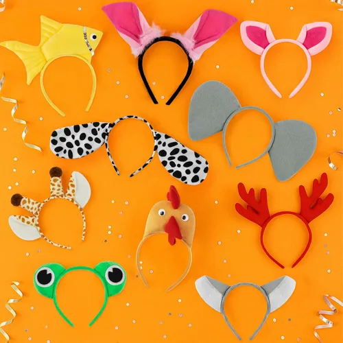 Vista 5 de TopTie 6 diademas con orejas de animales, decoraciones para adultos y niños, diseño de animales de safari en la selva
