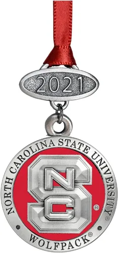 Vista 27 de Adorno de Alabama sin fecha Adorno de árbol de Navidad esculpido a mano Incrustación de metal de peltre Alma Mater intrincadamente elaborada