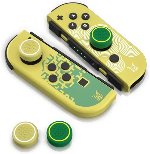 Vista 5 de Tapas de botón de interruptor, tapas de agarre de pulgar OLED para interruptor, tapas de palanca de mando para Switch lite - Amarillo y verde