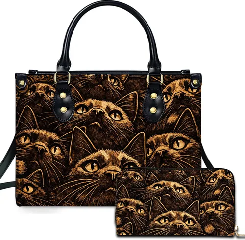 Vista 11 de Novedosa colección de bolsos de cuero de arte animal con bolso a juego, bolsa de mano vintage de vida silvestre, regalo para mujer