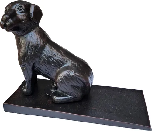 Vista 7 de Lulu Decor, Tope de puerta de perro de hierro fundido, topes de puerta de peso 5 libras (negro)
