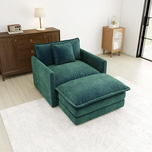 Vista 15 de Sofá Loveseat Grande en Beige y Blanco de 194.8 cm, Sofás Seccionales de 2 Plazas Grandes para Sala de Estar, Sofá Seccional Modular de Tela