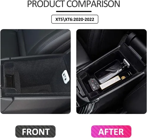Vista 7 de para XT5, bandeja organizadora de apoyabrazos compatible con accesorios Cadillac XT5 2019 2018 2017 2016, inserto de reposabrazos