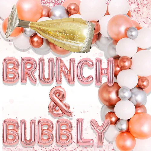 Vista 9 de LaVenty Juego de 48 globos de oro rosa Love You a Brunch y decoración para despedida de soltera, fiesta