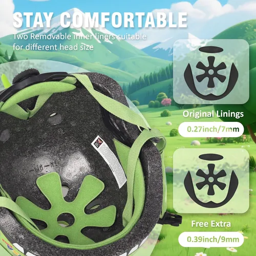 Vista 5 de Casco de bicicleta para niños pequeños, ajustable y multideportivo para niños y niñas, 2 tamaños