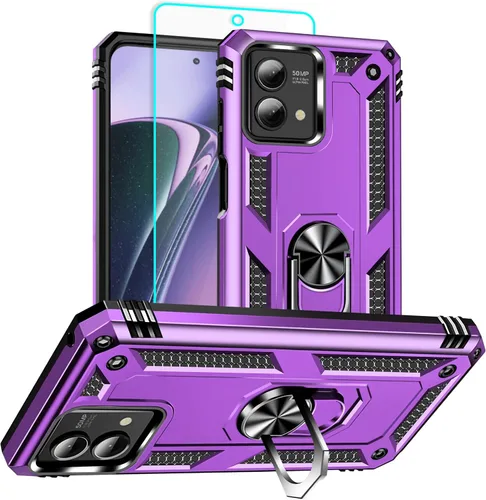 Vista 32 de HNHYGETE Funda para Motorola Edge 2025 con protector de pantalla: soporte giratorio de grado 360° (antideslizante) protección contra caídas y golpes