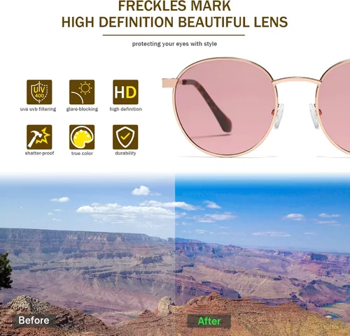 Vista 5 de Freckles Mark Gafas de sol redondas estilo hipster de los años 60 retro estilo vintage de Lennon