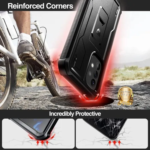 Vista 3 de Dexnor Funda para Samsung Galaxy A53 5G, protector de pantalla y soporte integrados, protección a prueba de golpes de grado militar para Samsung