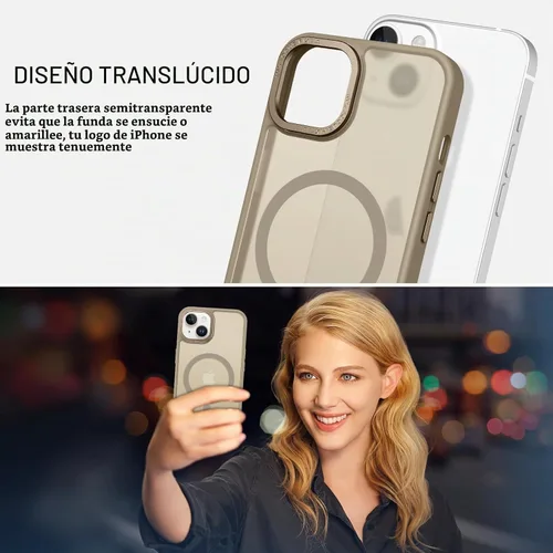 Vista 4 de BENTOBEN Funda magnética para iPhone 14 Plus, compatible con MagSafe, translúcida mate, esmerilada, delgada, ligera, a prueba de golpes, para Marrón