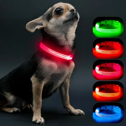 Vista 12 de Collares de perro con luz Visinite para perros pequeños, collar de perro LED recargable, collar de perro iluminado totalmente ajustable, collares