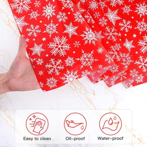 Vista 3 de ELECLAND Mantel de plástico de copos de nieve de Navidad, cubierta de mesa de copos de nieve de Navidad, mantel rectangular de fiesta de invierno