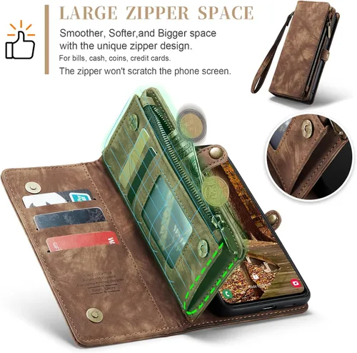 Vista 4 de Asuwish Funda de teléfono para Samsung Galaxy S23 Plus 5G con cremallera, funda desmontable con protector de pantalla de vidrio templado y tarjetero