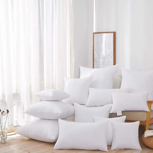 Vista 4 de Acanva Insertos de Almohada Decorativa Cuadrados, Relleno Hipoalergénico para Cojín Decorativo, 14" L x 14" A, Blanco
