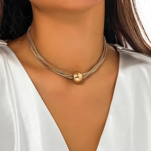 Vista 4 de Roe Dolph Collar grueso de oro con capas de abejas punk, collar de cadena con babero de moda, joyería estética para mujeres y niñas