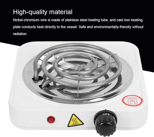 Vista 3 de Estufa eléctrica portátil de un solo tubo, quemador de encimera de acero inoxidable de 1000 W con termostato ajustable y protección contra
