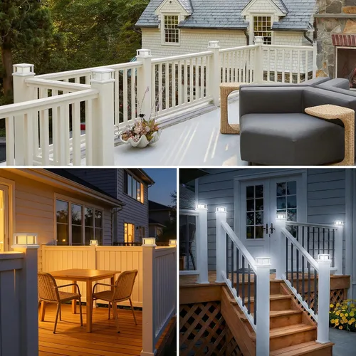 Vista 9 de Paquete de 4 luces solares para postes al aire libre, 2 modos de luz LED para postes de 4 x 4, luz impermeable para decoración de patio, jardín