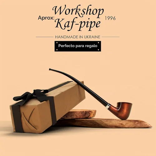 Vista 8 de Pipa de tabaco modelo KAF218 Churchwarden Style madera hecha a mano con forma de Dublín de madera de pera con tallo acrílico, caja de regalo