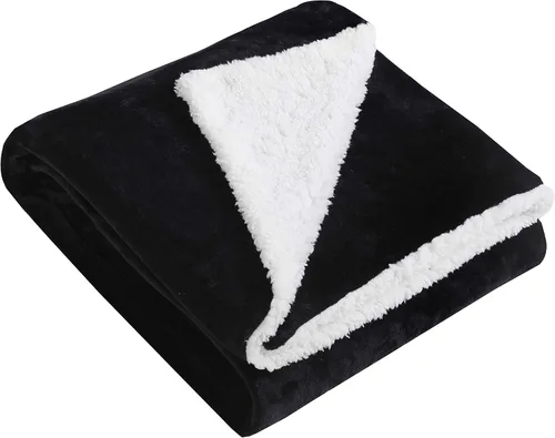 Vista 2 de Dream Lab Funda de edredón reversible y lavable de sherpa suave para manta con peso, carbón/marfil, 48 x 72 pulgadas