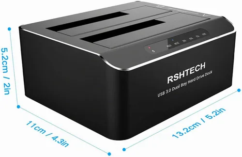Vista 6 de RSHTECH Estación de acoplamiento de disco duro,Aluminio Dual Bay USB 3.0