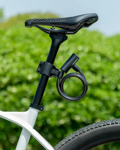Vista 6 de ROCKBROS - Candado de cable para bicicleta con soporte de llave negro ABS Shell Waterproof Dustproof, 3.4ft (41") Length, PVC Coating Rustproof