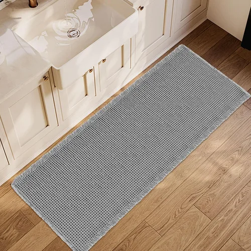 Vista 18 de ZALL - Tapete de baño de punto gofre beige, súper absorbente, antideslizante, largo, color crema, 24 x 72 pulgadas, lavable a máquina, ultra suave