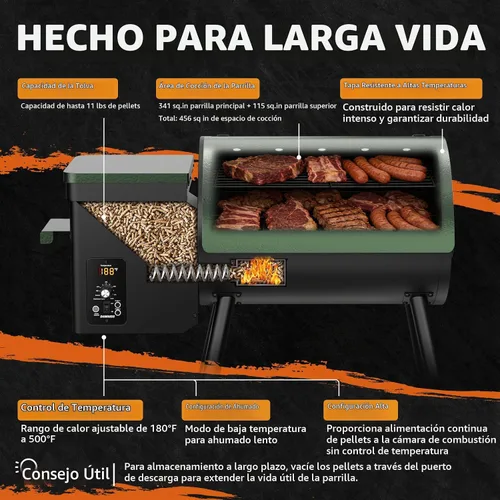 Vista 2 de DAMNISS Parrilla Eléctrica de Pellets de Madera 8 en 1 Parrillas BBQ para Parrilla al Aire Libre con Alimentación Automática y Control