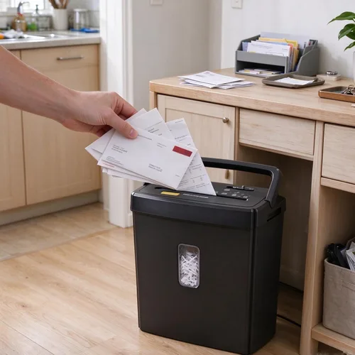 Vista 7 de Trituradora de papel para uso doméstico, 10 hojas trituradoras
