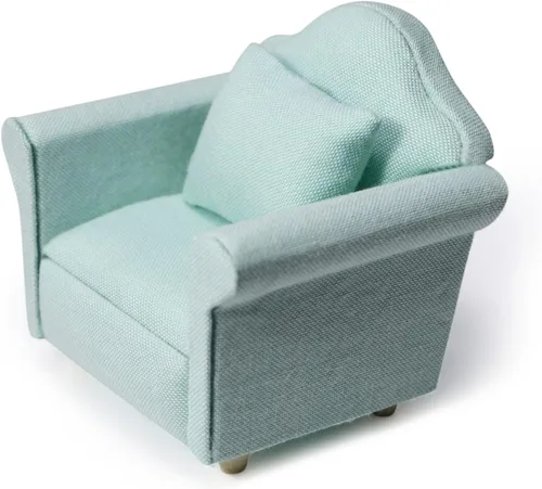 Vista 8 de Sofá de casa de muñecas, muebles en miniatura, sofá con almohadas para sala de estar, decoración de escritorio, sofá de tela, mini accesorios