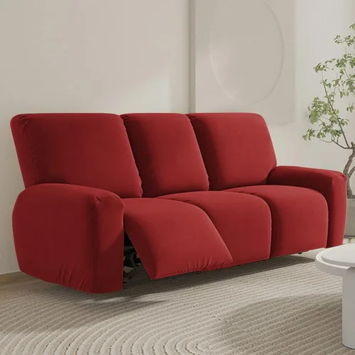 Vista 18 de vctops Fundas para sofá reclinable de 3 cuerpos, elásticas, de punto, suaves, lisas, antideslizantes, para sofá, protector de muebles con parte Café