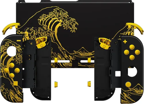 Vista 3 de eXtremeRate Placa trasera para consola Nintendo Switch, NS Joycon controlador de mano carcasa con botones de juego completo, carcasa de bricolaje