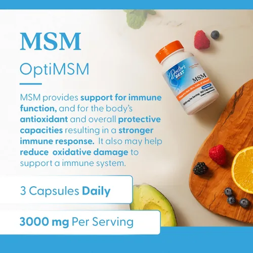Vista 5 de Doctors Best MSM, apoya el cabello, la piel, las uñas y las articulaciones, sin OMG, sin gluten, 3000 mg por porción, 180 cápsulas