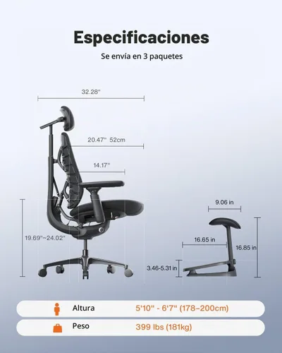 Vista 2 de LiberNovo Maxis Airflow - Silla de oficina ergonómica grande y alta