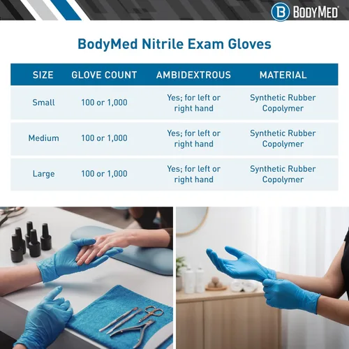 Vista 6 de BodyMed Guantes de nitrilo para examen y uso doméstico, medianos, 1,000 unidades, guantes desechables sin látex y polvo para uso médico, cocina
