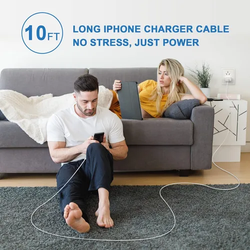 Vista 7 de Cargador para iPhone 17 Pro Max de carga rápida, bloque de carga rápida USB C de 40 W con cable de carga tipo C de 10 pies para iPhone 17/17 Pro/17