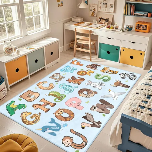 Vista 21 de Alfombras infantiles para sala de juegos, alfombra ABC de 2.5 x 4 pies para niños pequeños, alfombra de aprendizaje educativo, alfombra