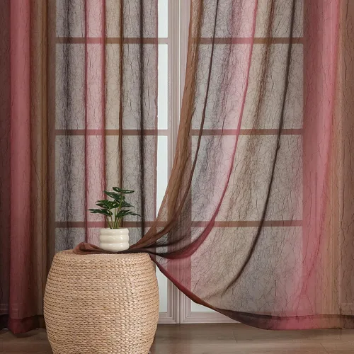 Vista 17 de OWENIE Cortinas transparentes degradadas para dormitorio, sala de estar, 96 Morado y dorado