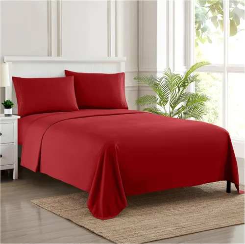 Vista 36 de Juego de sábanas extrasuaves de tamaño individual, ropa de cama transpirable y lujosa con correas elásticas integradas para las esquinas, colección