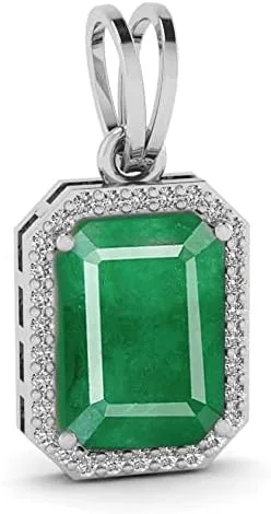 Vista 2 de LMDPRAJAPATIS Colgante de plata de ley 925 con diseño de esmeralda colombiana de 7,50 quilates