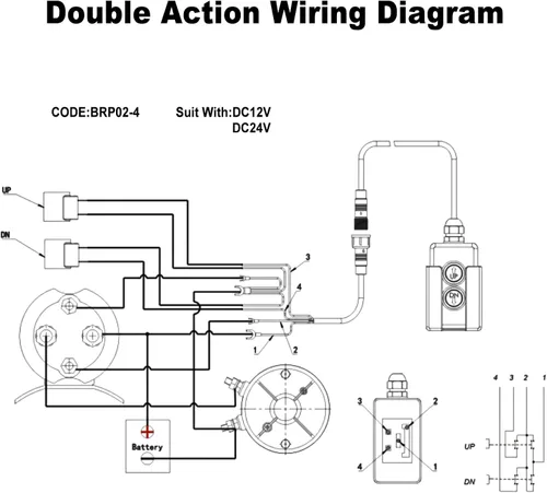Vista 6 de Interruptor de control remoto de remolque de descarga de 4 cables para bomba hidráulica, bomba hidráulica de doble efecto de 12 V CC, unidad