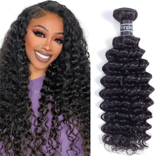 Vista 26 de Amella Extensiones de cabello brasileño de onda profunda de 14 pulgadas, 100% sin procesar, 1 paquete de cabello ondulado profundo, paquetes