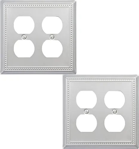 Vista 24 de OKAWYC Belaire - Cubierta para interruptor de luz de decoración individual, placa de pared de metal con cuentas, paquete de 4 unidades de bronce