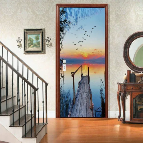 Vista 55 de Calcomanías 3D para puerta, murales para despegar y pegar, papel tapiz de caballo, calcomanías autoadhesivas extraíbles de PVC, impermeable, póster