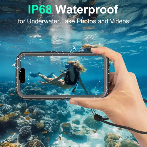 Vista 10 de SOKUSIN Funda impermeable para iPhone 15 Pro - Funda protectora de cuerpo completo con pantalla y protector de cámara incorporado, a prueba