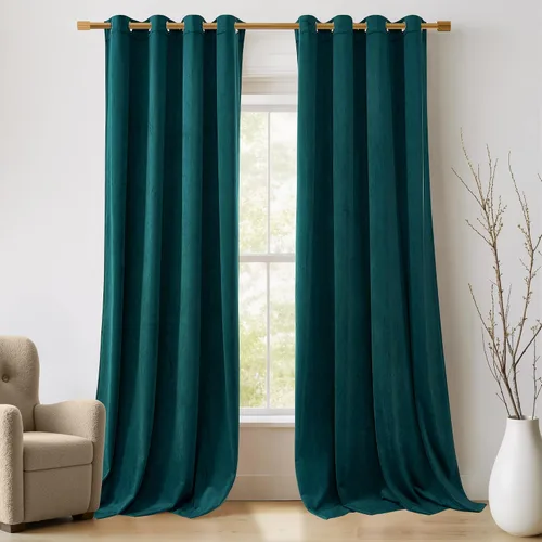 Vista 54 de NICETOWN Cortinas de terciopelo beige 100% opacas de 84 pulgadas de largo, 52 pulgadas de ancho, 2 paneles para dormitorio y sala de estar, cortinas