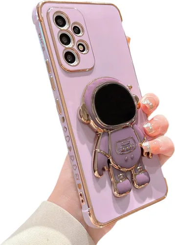 Vista 60 de phylla para Samsung Galaxy A12 Funda de Teléfono con Soporte Oculto de Astronauta Chapado en Oro de Lujo Lindo Astronauta Lateral Lindo