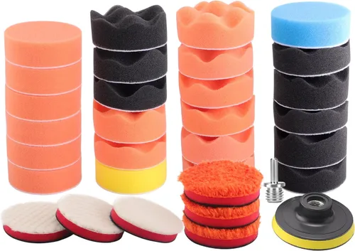 Vista 2 de Kit de pulido para taladro de 3" (80mm), 22 piezas de almohadillas de espuma para pulido de coche para taladro, kit de pulido detallado con 3 inch