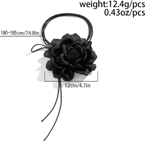 Vista 7 de INENIMARTJ Gargantilla de flores, gargantilla de rosa grande, gargantilla de terciopelo con roseta de flores, collar para mujeres y niñas, novia