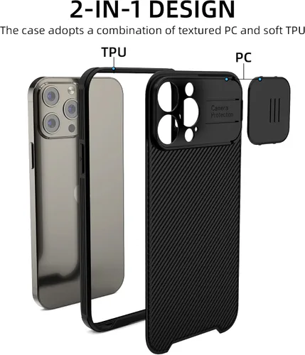 Vista 7 de Compatible con iPhone 13 Pro Max, funda para iPhone 13 Pro Max con cubierta deslizante para lente, funda magnética delgada para iPhone 13 Pro Max