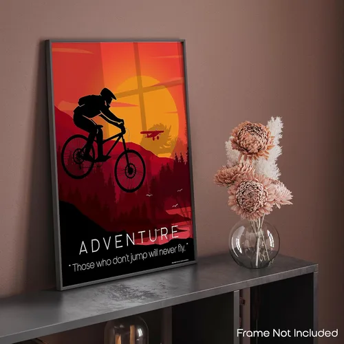 Vista 8 de Inspirational Wall Art Co. - Aventura - Póster de rampa de bicicleta de montaña Offroad con citas motivacionales, póster impreso para decoración